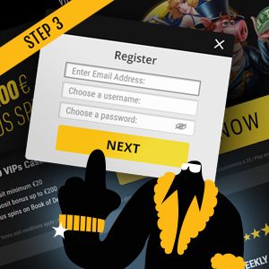 Live casino registration form with the Mr. Gamble mascot